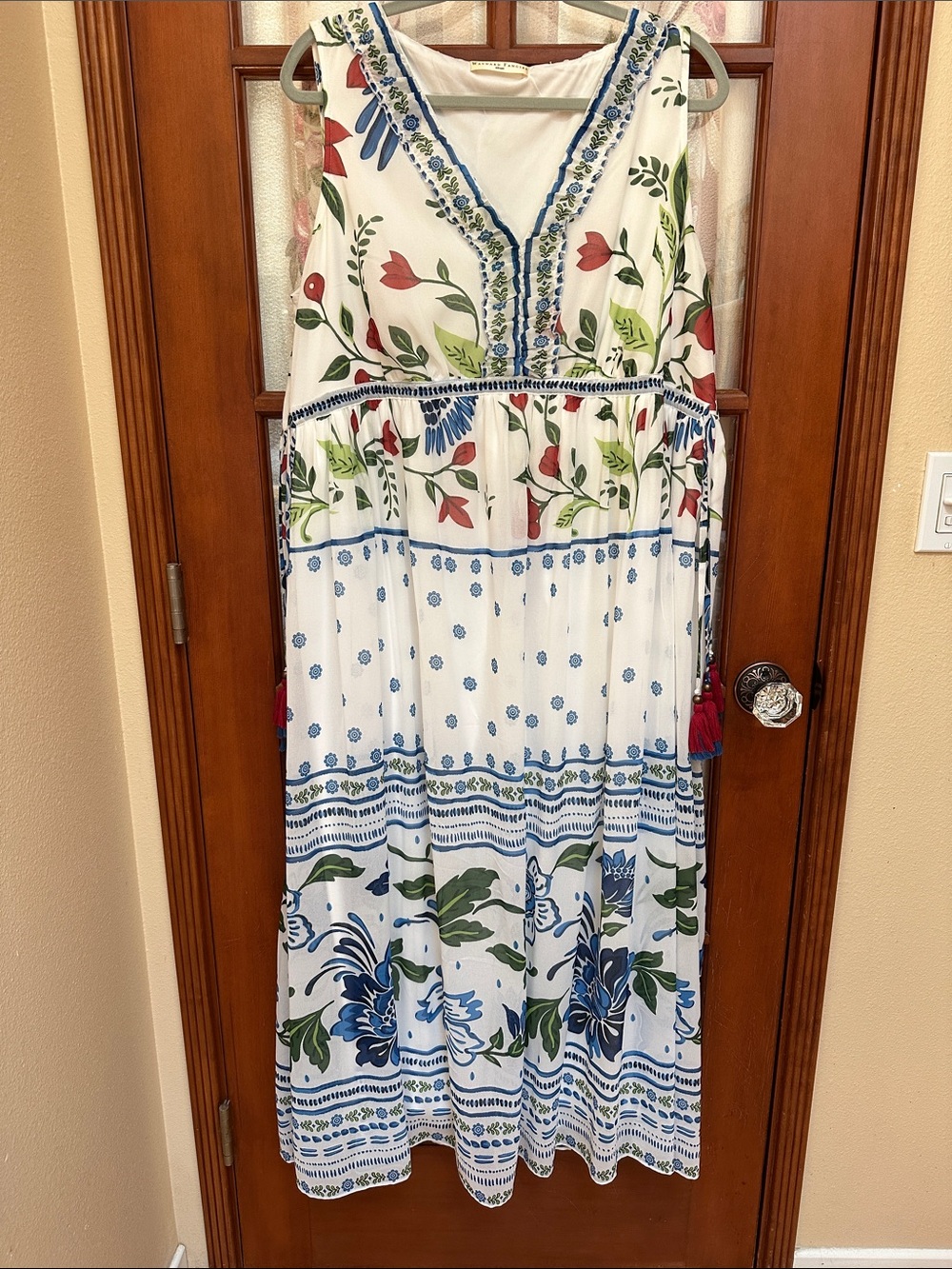 eshakti White Maxi Dress with pockets